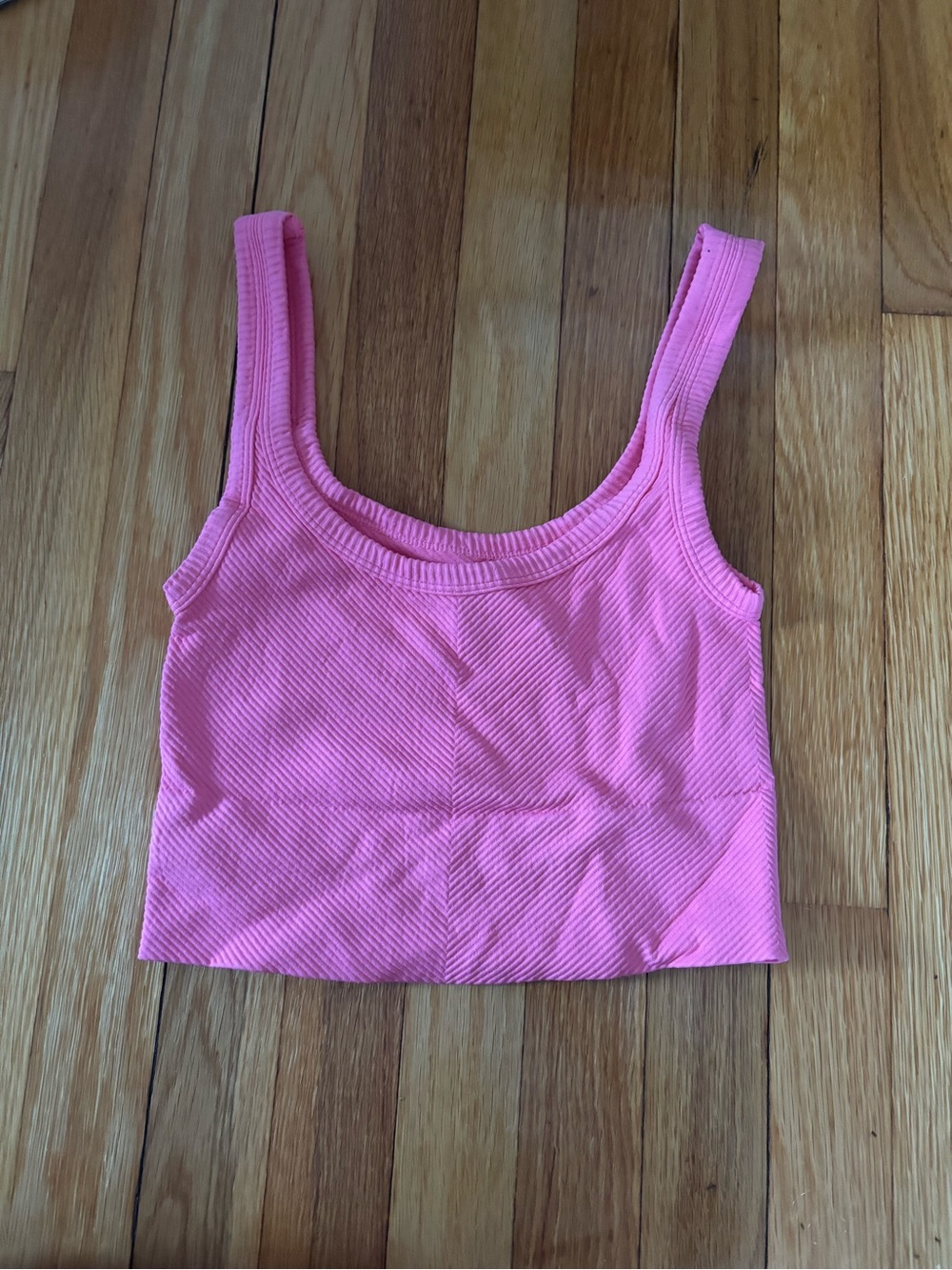 Ribbed Pink Crop Tank Top